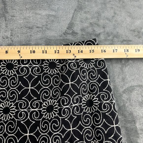 Linen Suit Women’s 6 Bandolino Jacket Skirt Embroidered Floral Corp Black White - Picture 13 of 15